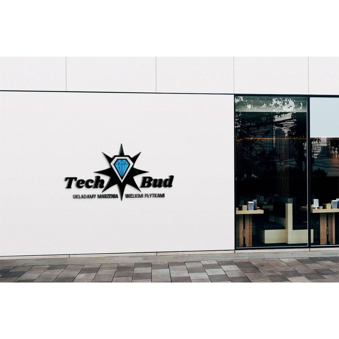 Logo dla firmy Tech Bud, specjalizującej się w układaniu płyt wielkoformatowych.