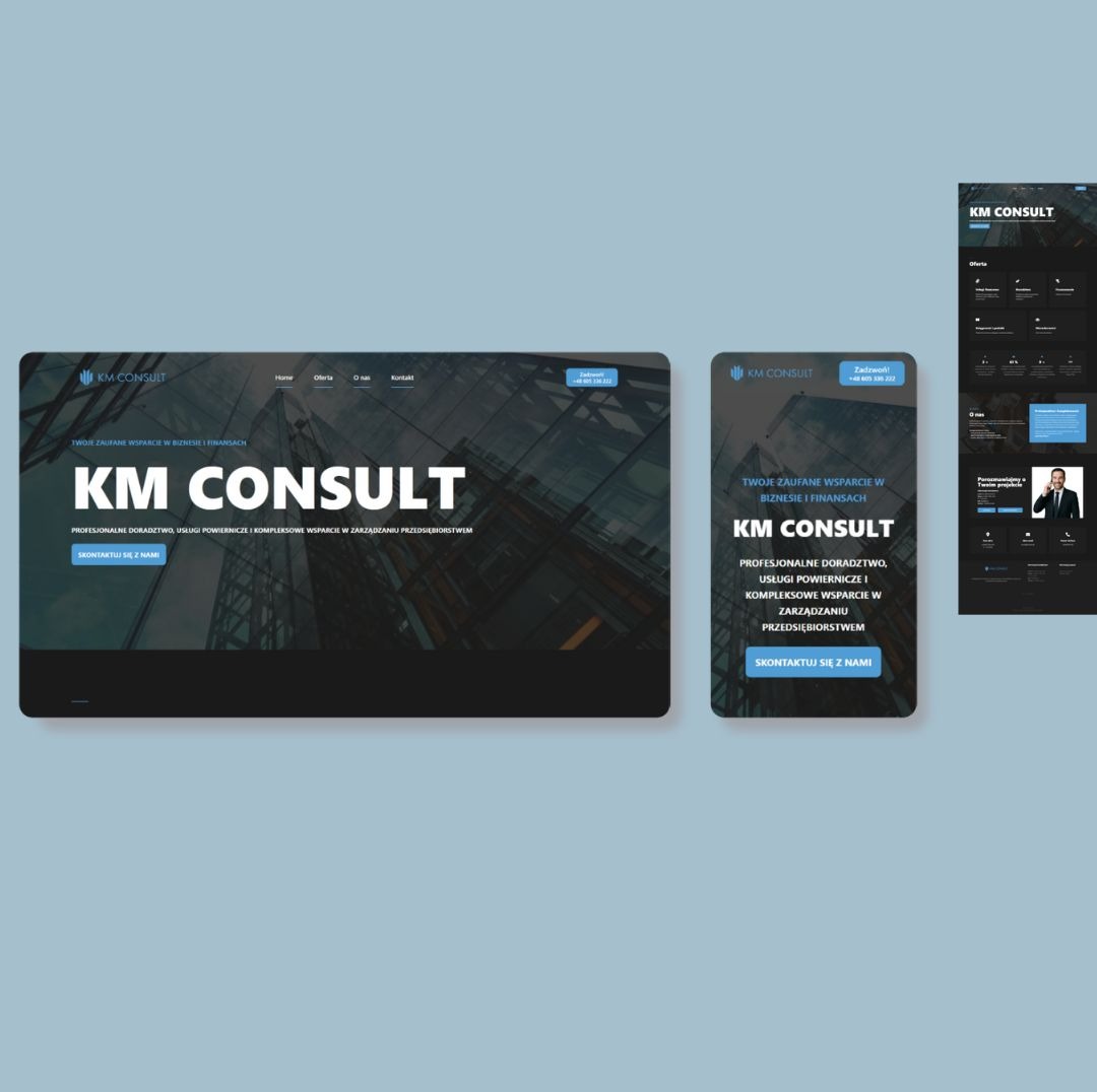 Realizacja strony internetowej dla firmy KM Consult Sp. z o.o. z Krakowa