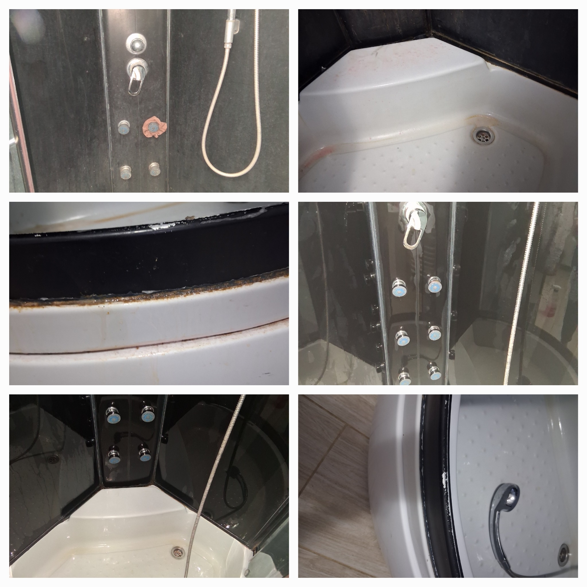 Kabina prysznicowa przed i po myciu.