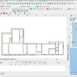 HEATcheck Jakub Zając - Program do projektowania budynków: widok planu parteru i wizualizacja 3D budynku z czerwonym dachem, okna programu z narzędziami i drzewem projektu po lewej.