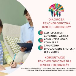 Diagnoza i konsultacje psychologiczne dla dzieci i młodzieży – Wadowice
Centrum Psychologiczne Psychowachlarz oferuje specjalistyczną diagnozę.