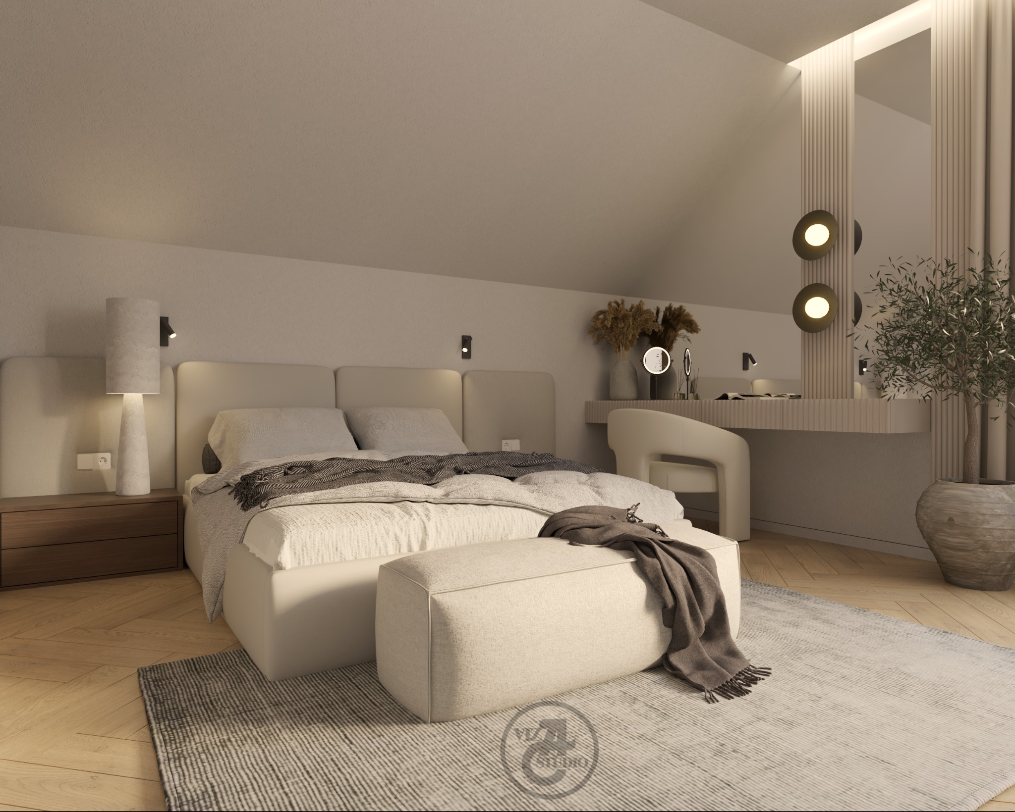 Projekt sypialni z toaletką