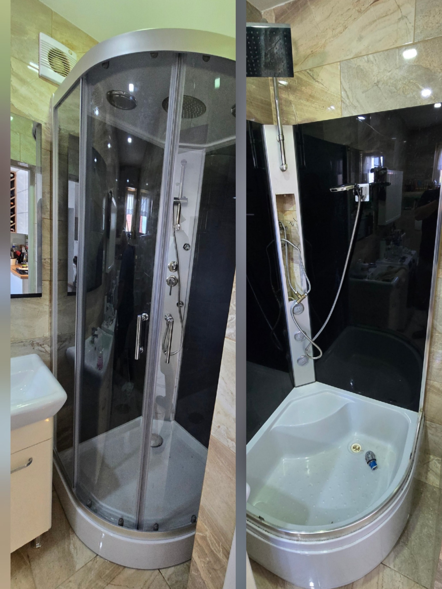 Demontaż starej uszkodzonej kabiny prysznicowej i montaż nowej