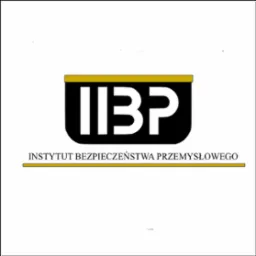 Logo Instytutu Bezpieczeństwa Przemysłowego (IIBP) na białym tle, z czarnym elementem graficznym i złotymi akcentami.
