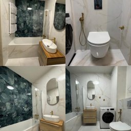 Łazienka oraz Wc w nowoczesnym stylu połączonym z klasyką