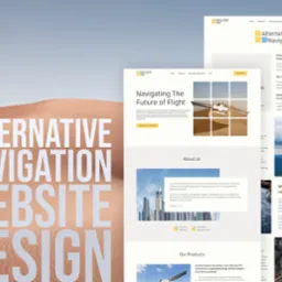 Nowoczesny projekt strony internetowej z motywem nawigacji alternatywnej i minimalistycznym designem, z wykorzystaniem typografii i pustynnego tła.