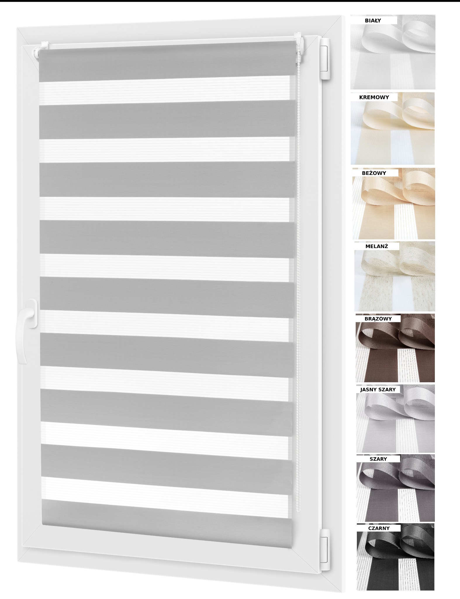 Rolety Dzień Noc. Na wymiar. Bezinwazyjny montaż. Wybór kolorów.