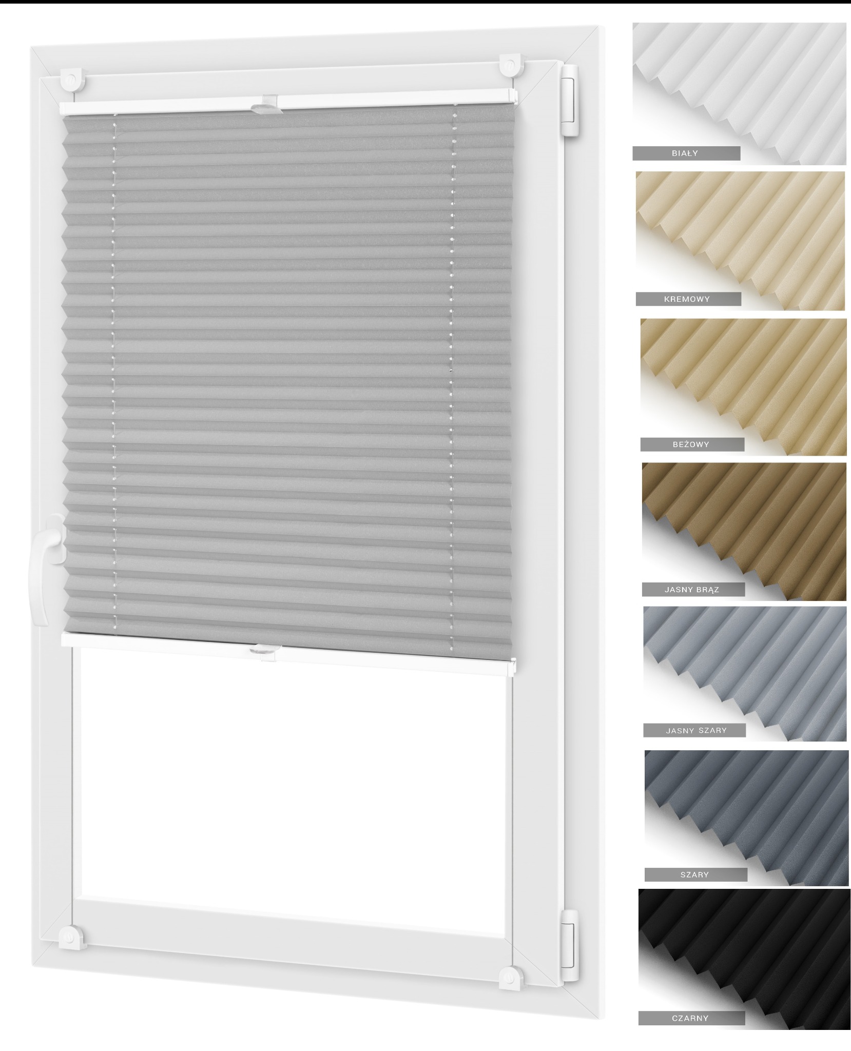 Rolety plisowane na wymiar. Wybór kolorów. Montaż inwazyjny lub bezinwazyjny. Polski producent. Wysoka jakość.