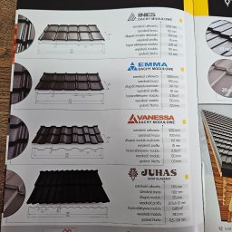 F.H.U DSP POKRYCIA DACHOWE Daniel Świder - Katalog blachodachówek modułowych różnych producentów. Widoczne przekroje i wymiary techniczne modeli Ines, Emma, Vanessa i Juhas. Prezentacja danych technicznych.