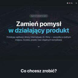 CorballyConcepts.com - Strona internetowa ProofOfConcepts z hasłem: Zamień pomysł w działający produkt. Prototypy aplikacji, strony, AI i filmy w jednym miejscu. Szybko, prosto i bez komplikacji.