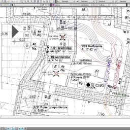 NOVUM-INSTAL - Schemat instalacji wentylacji w budynku, widok z góry. Rzut techniczny z oznaczeniami pomieszczeń, przewodów i elementów systemu rekuperacji. Detaliczny plan z wymiarami.