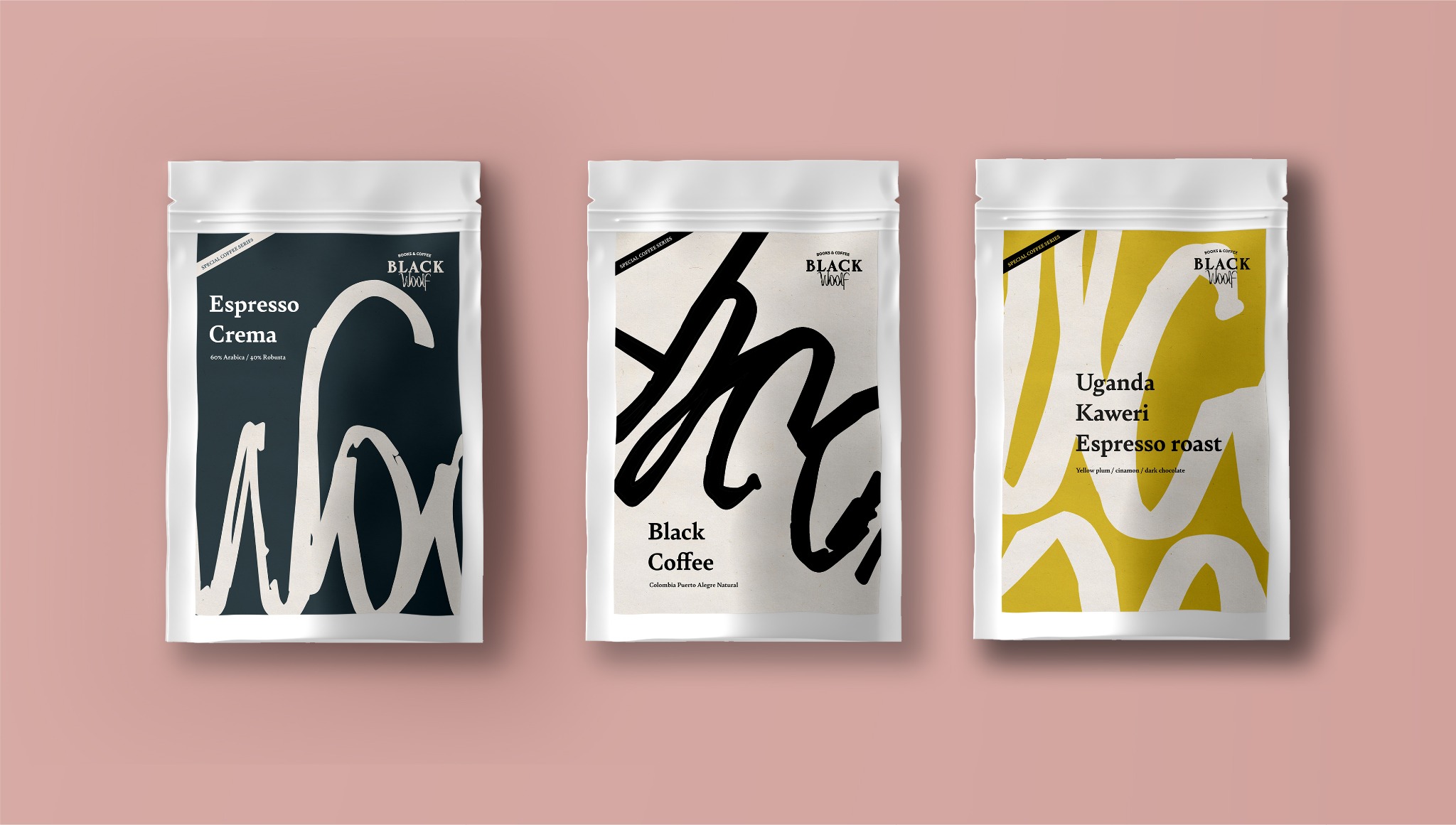 Projekt opakowań dla kawiarni Black Wolf
