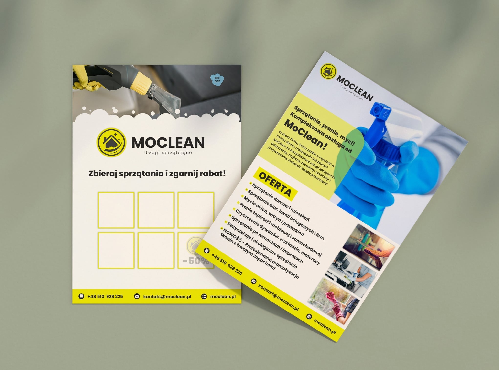 Projekt + Druk ulotek rabatowych MoClean
