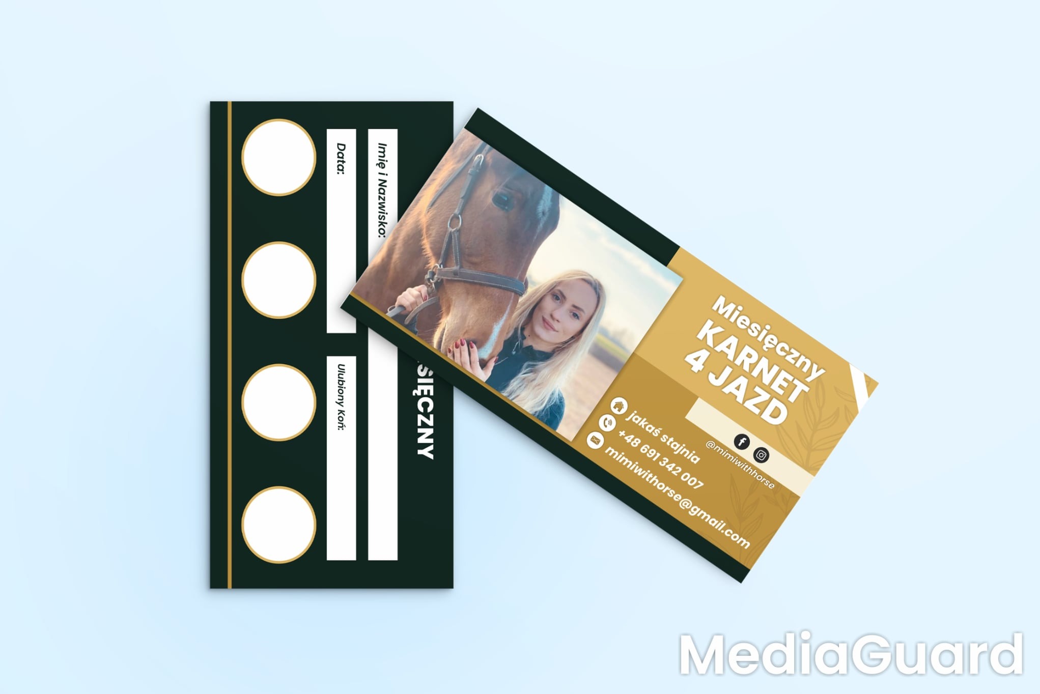 Projekt + Druk Karnetów na naki jazdy konnej