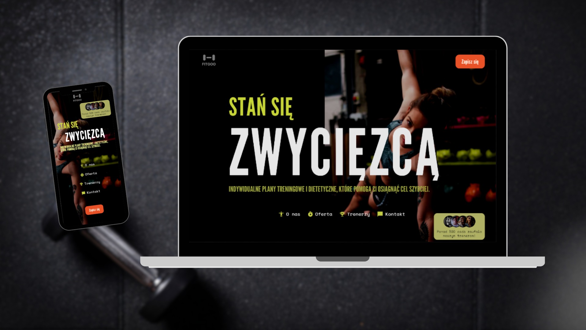 Projekt strony dla trenerów profesjonalnych oraz dietetyków.