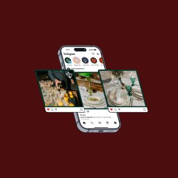 ADDSTORY SP. Z O.O. - Telefon z otwartym profilem na Instagramie, prezentujący trzy zdjęcia z dekoracji stołów i przygotowań do wydarzenia w restauracji 'Tawerna Kapitańska'.