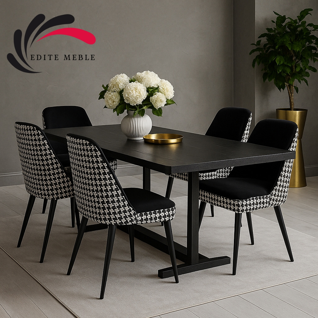 Krzesła Tapicerowane PREMIUM KL-3 Pepitka – styl, który podnosi prestiż każdego wnętrza.