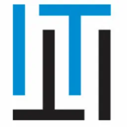 Grafika logo IT: stylizowane litery 'ITI', gdzie 'I' jest niebieskie, a 'T' czarne, tworzące nowoczesny i minimalistyczny znak firmowy w geometrycznym układzie.