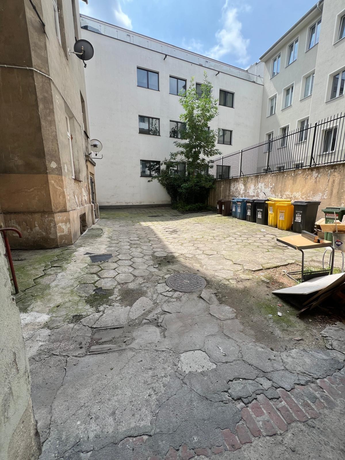 odchwaszczanie podwórka w kamienicy