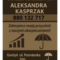 Ubezpieczenia: Aleksandra Kasprzak, numer telefonu, wykres wzrostu, parasol. Gostyń, ul. Poznańska 200, kontakt mailowy. Zabezpiecz przyszłość!