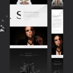 Responsywny design strony internetowej marki biżuteryjnej z kolekcją Sche is the Boss, prezentowany na ekranie komputera i smartfona. Minimalistyczny układ, elegancka typografia.