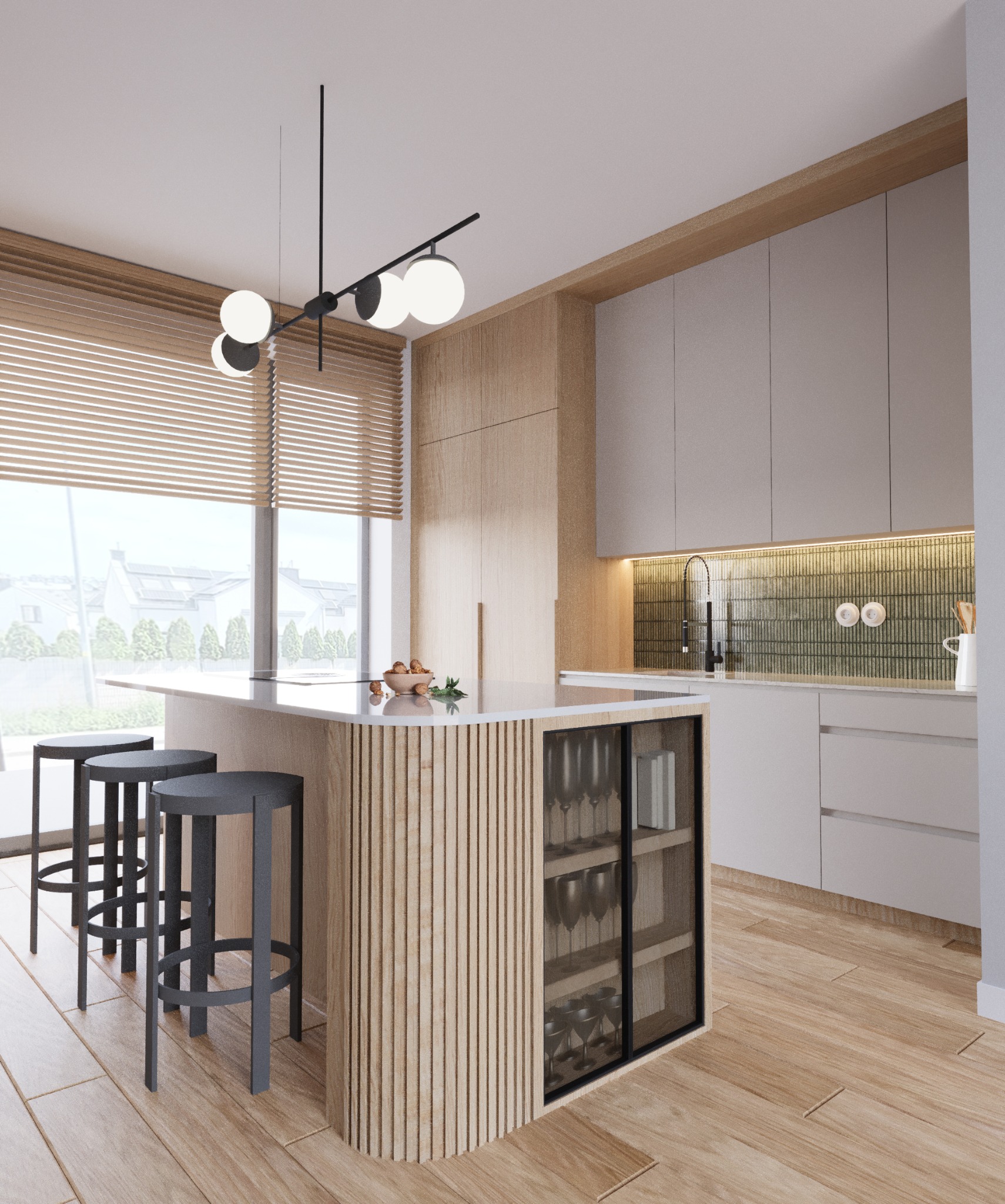 Projekt kuchni w domu jednorodzinnym.