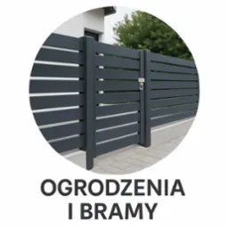 Nowoczesna brama wjazdowa z poziomych profili w kolorze grafitowym, z zamkiem, Nowe Biskupice. Minimalistyczny design, widok z bliska na tle zieleni.