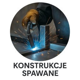 USŁUGI WIELOBRANŻOWE KĘDZIAK MAKSYMILIAN - Spawanie konstrukcji metalowej: spawacz w rękawicy łączy elementy, iskry rozświetlają otoczenie. Widoczne fragmenty spawanej ramy. Ujęcie w okręgu.