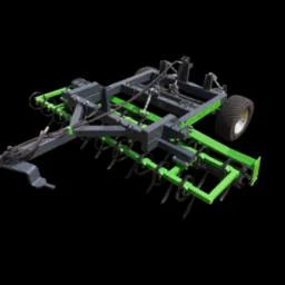 Szaro-zielony agregat uprawowy Ultimar U270 z kołem, widok z góry na czarnym tle. Metalowa konstrukcja z elementami hydraulicznymi i roboczymi.