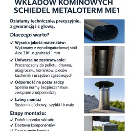 A.D.KASTA - Montaż wkładu kominowego system odprowadzania spalin marki SCHIEDEL Metalotem ME-1. kwasożaroodporny.