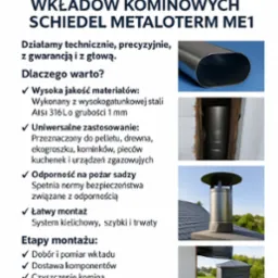 Montaż wkładu kominowego system odprowadzania spalin marki SCHIEDEL Metalotem ME-1. kwasożaroodporny.