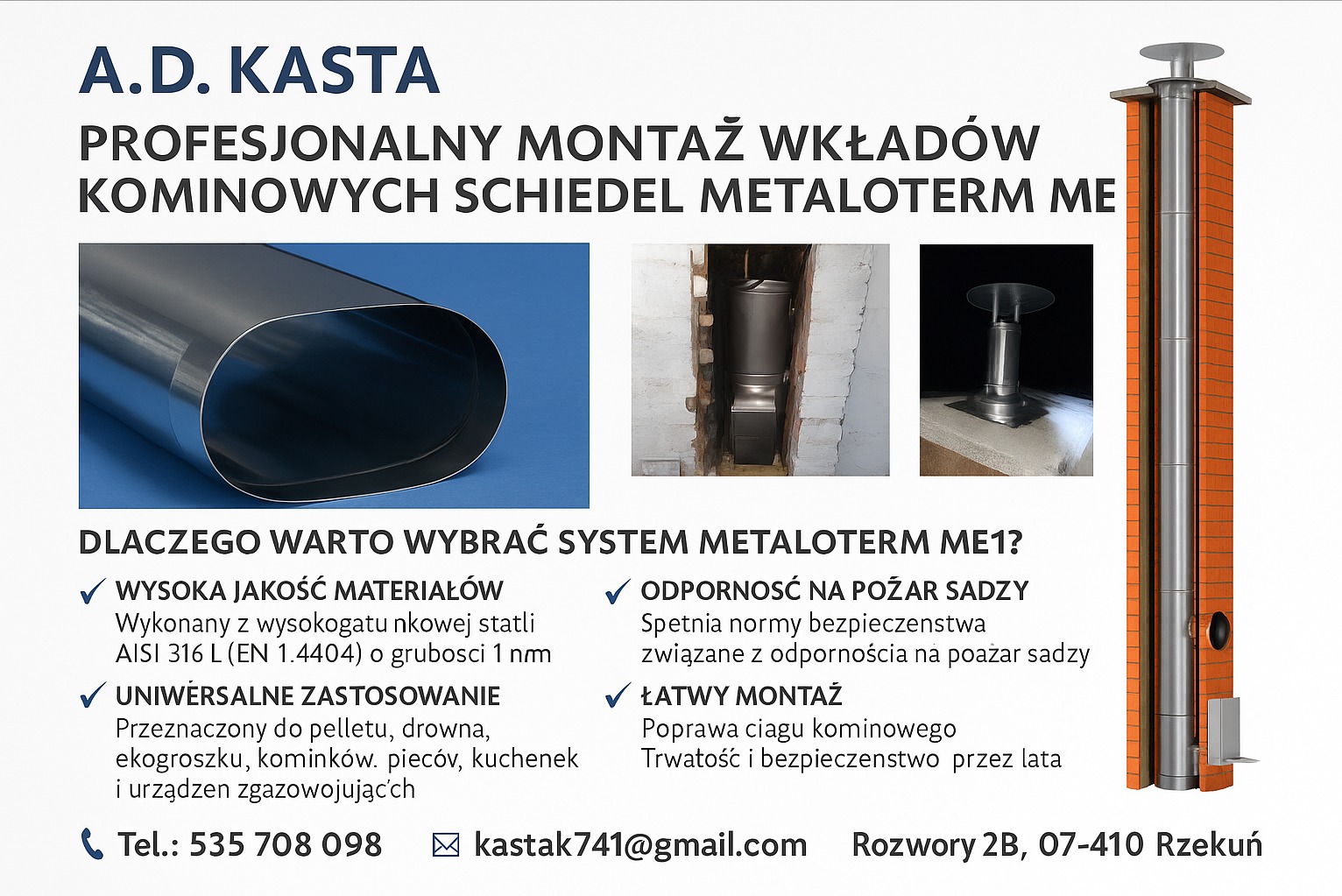 Montaż wkładu kominowego. Renowacja starego komina.