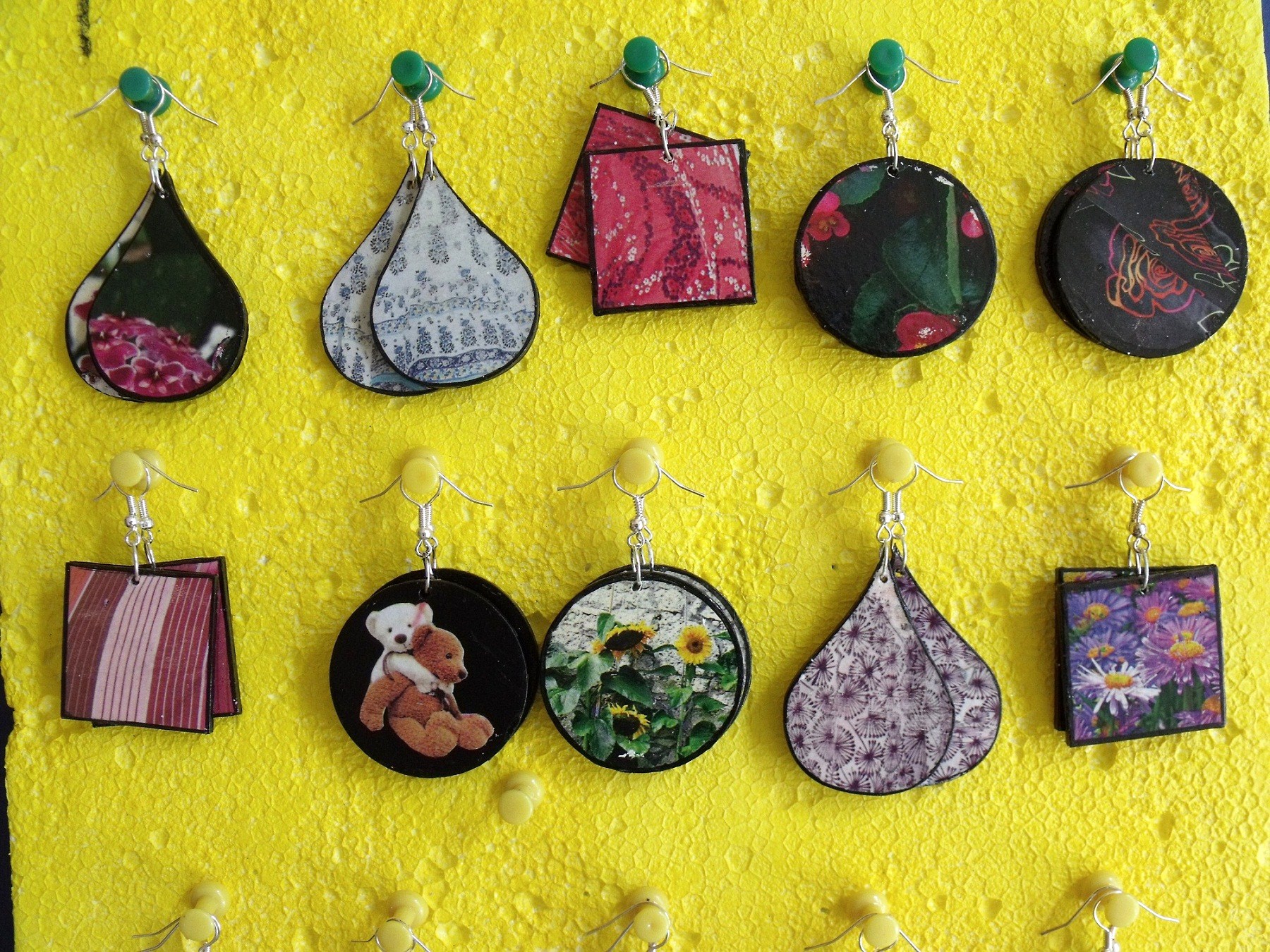 HIT LATA!!! Kolczyki drewniane, zdobione ręcznie DECOUPAGE