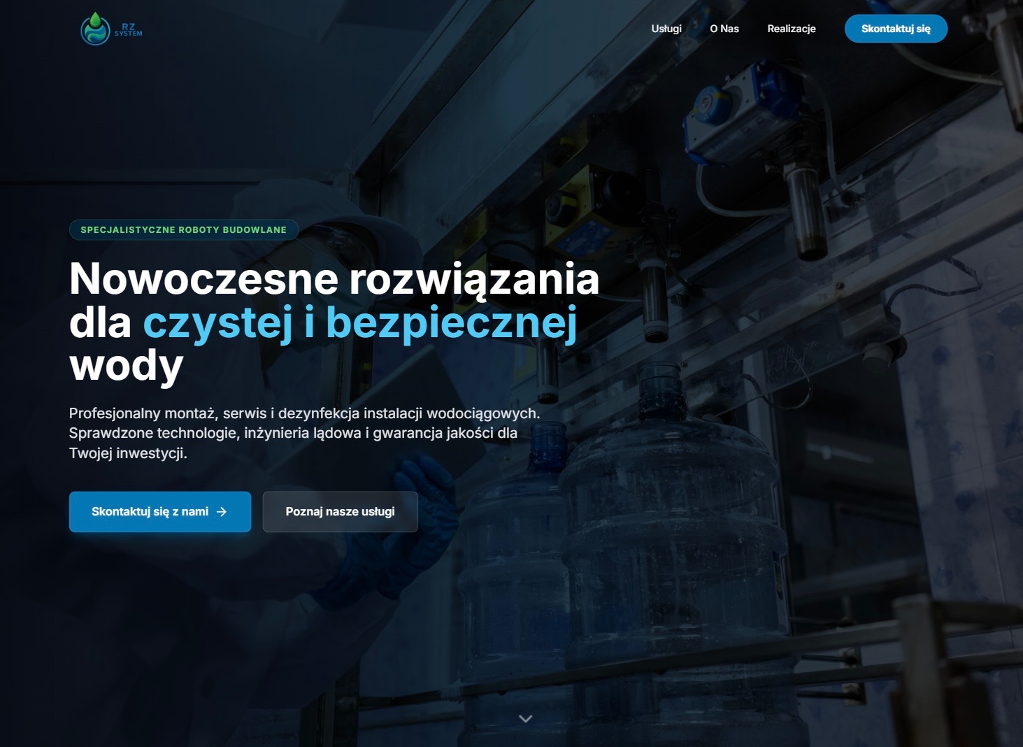 Projekt strony dla firmy wodno-kanalizacyjnej.