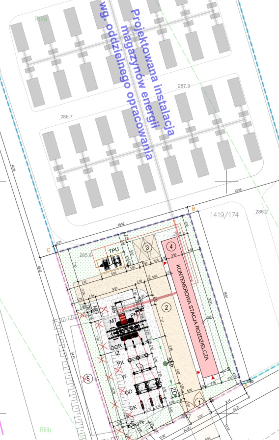 Projekt budowlany stacji Głównego Punktu Odbioru GPO przy magazynach energii BESS