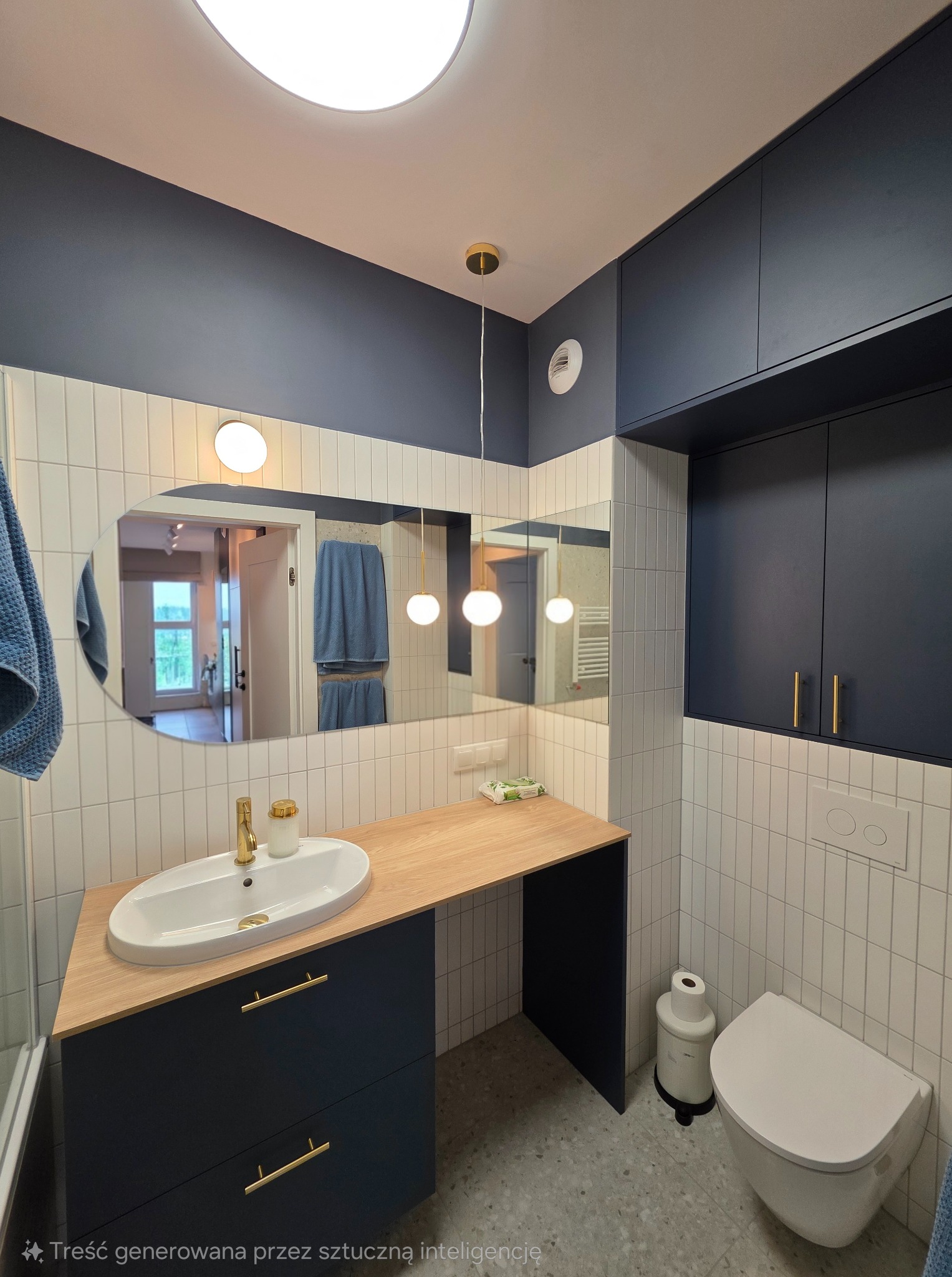 Szafki łazienkowe i lustro wykonane na zamowienie