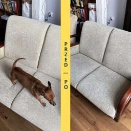 Efekt przed/po prania dwu-osobowej kanapy