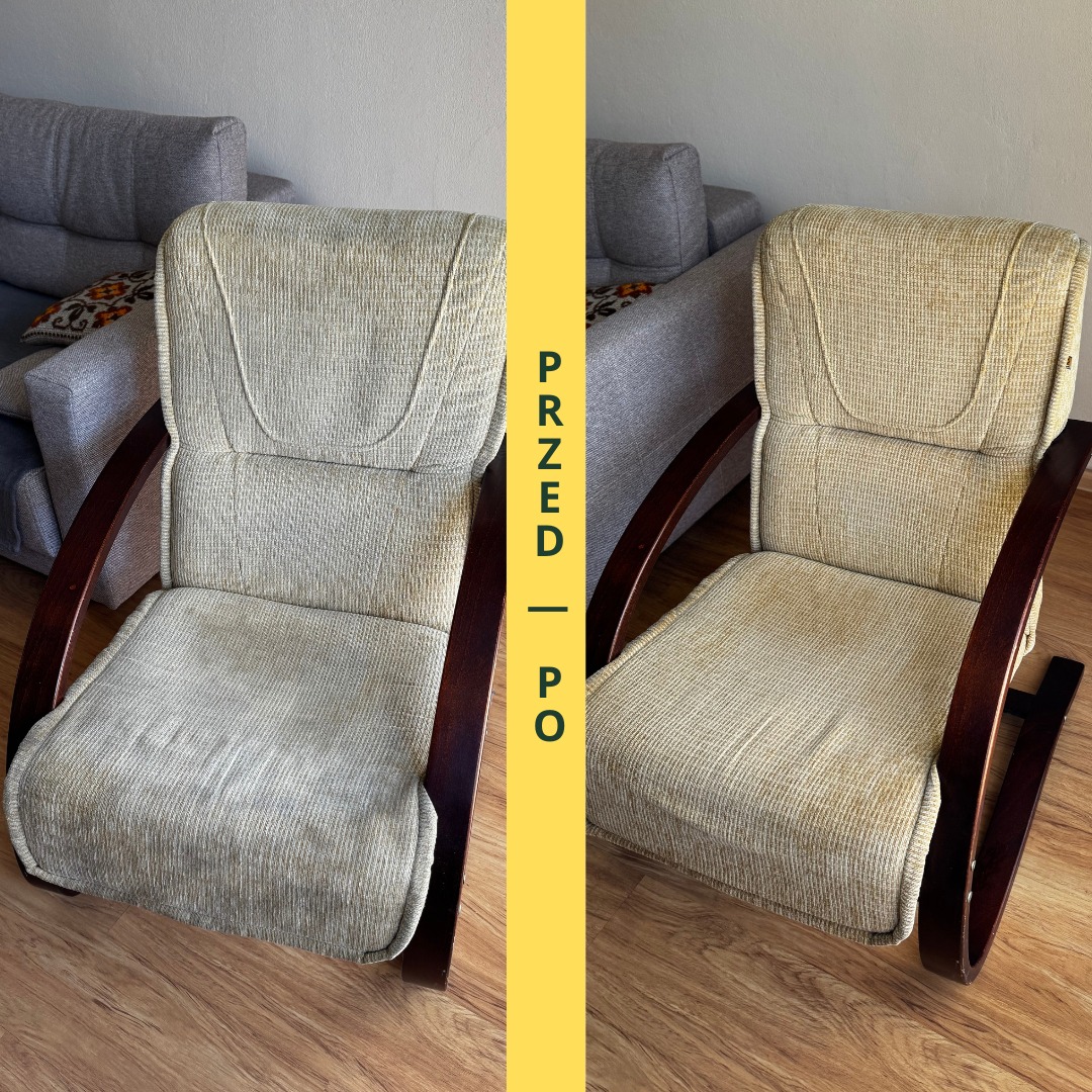 Efekt przed/po prania fotela