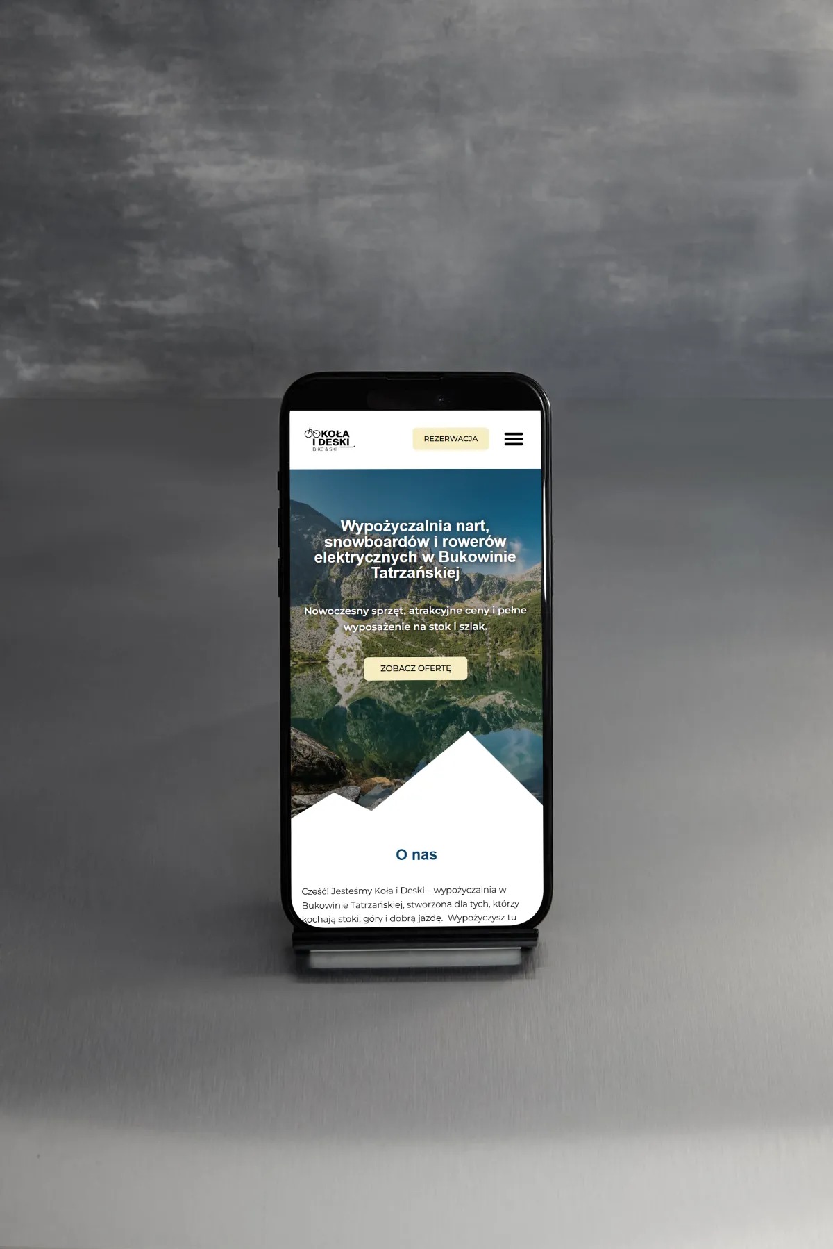 Strona internetowa - wygląd mobile dla całorocznej rowerów elektrycznych oraz sprzętu narciarskiego na podhalu.