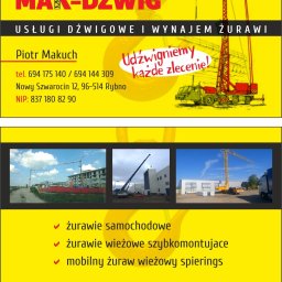 MAK-DŹWIG USŁUGI DŹWIGOWE I WYNAJEM ŻURAWI - PIOTR MAKUCH - Wynajmy Podnośników Rybno
