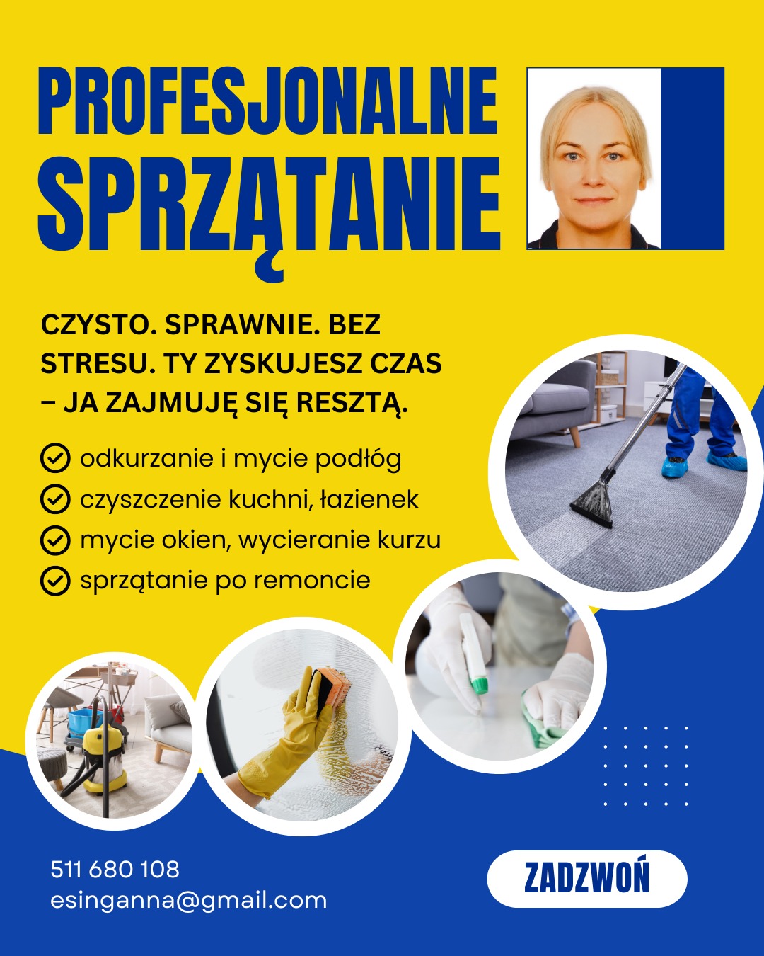 Profesjonalne sprzątanie w Werbkowicach. Oferta obejmuje odkurzanie, mycie podłóg, czyszczenie kuchni, łazienek, mycie okien i sprzątanie po remoncie. Zadzwoń!