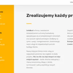 Strona internetowa firmy SolidBud z ofertą: profesjonalizm, elastyczność, terminowość. Hasło: Zrealizujemy każdy projekt. Prezentacja firmy budowlanej.