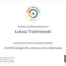 Certyfikat Google Ads - Reklama w sieci reklamowej