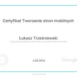 Certyfikat Google - Tworzenie stron mobilnych