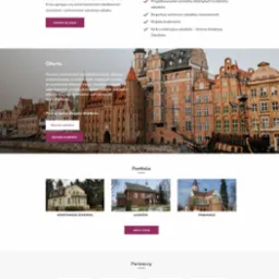 Strona internetowa firmy Makultura prezentująca remonty obiektów zabytkowych i sprzedaż produktów. Widoczne zdjęcia realizacji i logo firmy.