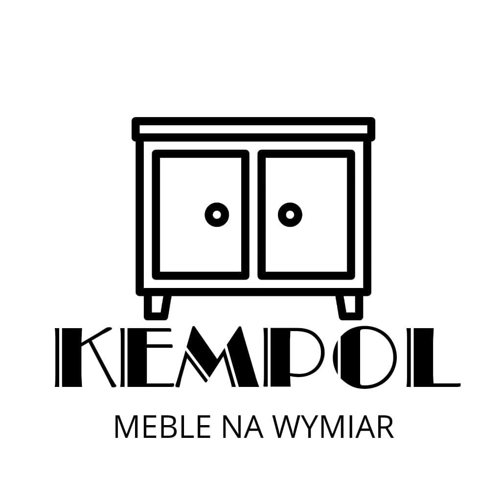 Logo firmy KEMPOL z Bestwinki oferującej meble na wymiar. Grafika przedstawia stylizowaną szafkę z dwoma drzwiczkami.
