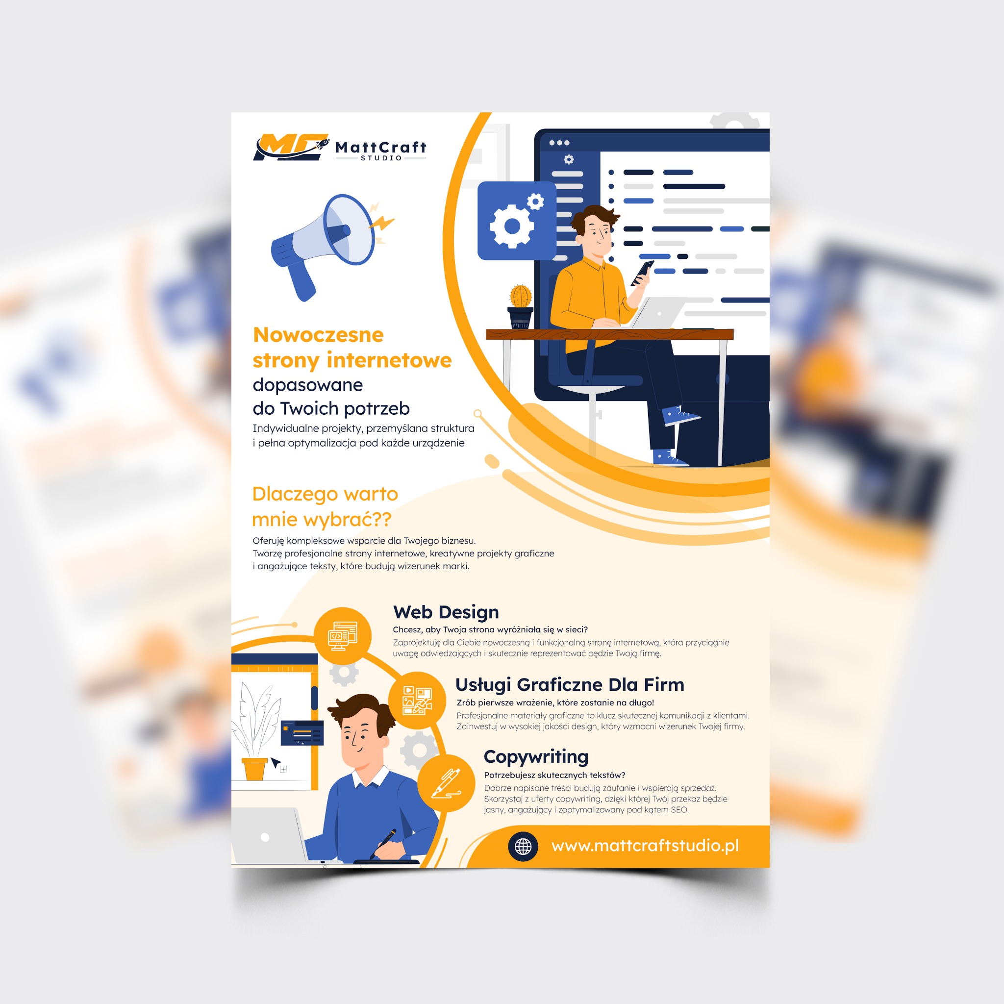 Prezentacja projektu graficznego ulotki reklamowej - MattCraft Studio