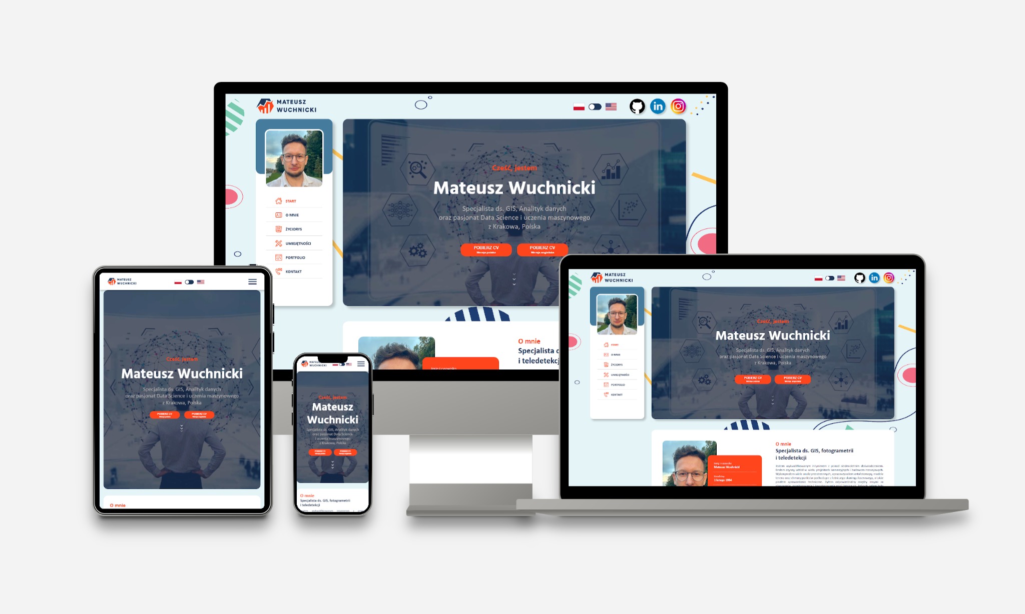 Prezentacja zrealizowanej strony WWW typu One Page na różnych urządzeniach - MattCraft Studio