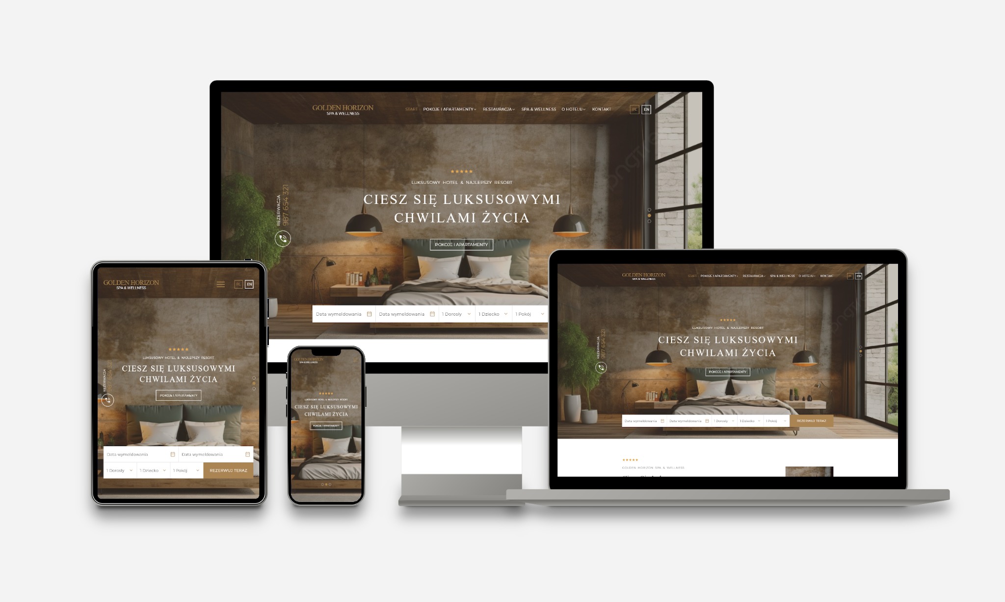 Prezentacja zrealizowanej strony WWW na różnych urządzeniach - MattCraft Studio