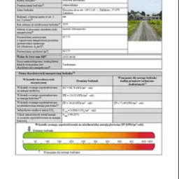Świadectwo charakterystyki energetycznej budynku mieszkalnego jednorodzinnego z 2025 roku, z danymi i wskaźnikami energetycznymi, widok budynku w prawym górnym rogu.